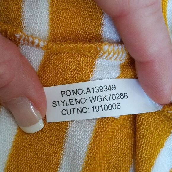 Market & Spruce (Stitch Fix) mustard yellow & white striped midi dress M - Picture 7 of 7